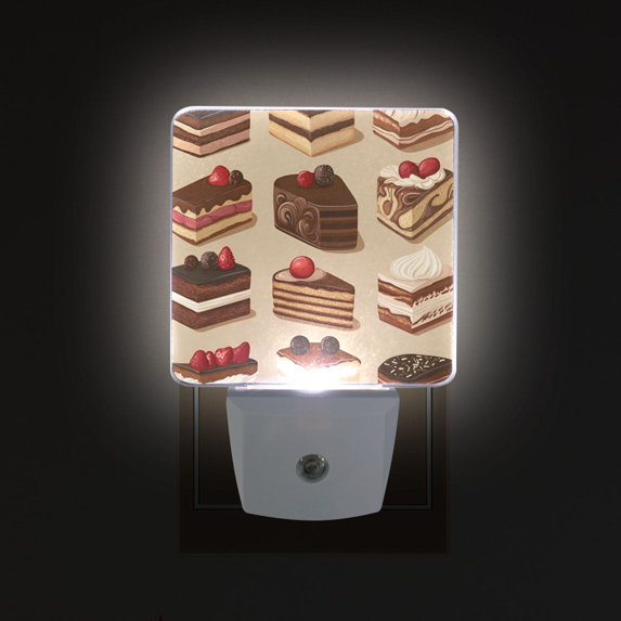 Yayeee LED Night Light for The Home Plug in With Light Sensors 2 Pack, Brown Cakes