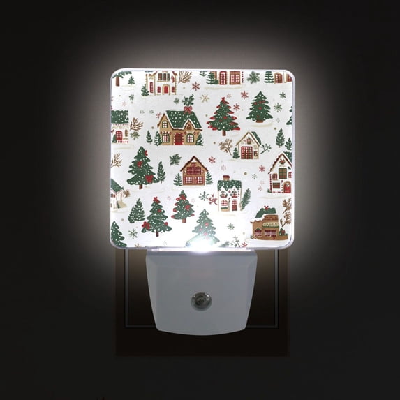 Yayeee LED Plug in Night Light for The Home with Auto Dusk to Dawn Light Sensors, 2 Pack, Brown Christmas House