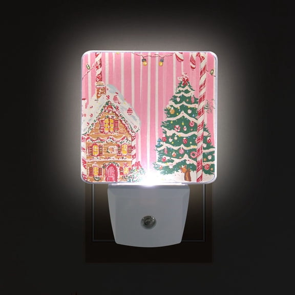 Yayeee LED Night Light for The Home Plug in With Light Sensors 2 Pack, Brown Gingerbread House