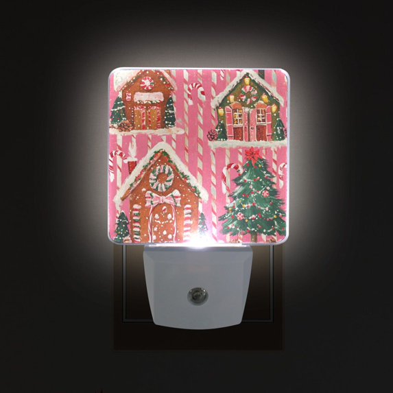 Yayeee LED Night Light for The Home Plug in With Light Sensors 2 Pack, Brown Gingerbread Houses