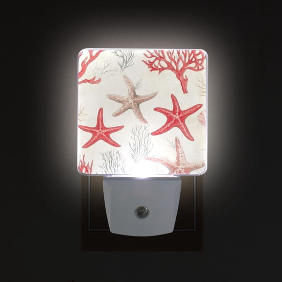Yayeee LED Plug in Night Light for The Home with Auto Dusk to Dawn Light Sensors, 2 Pack, Brown Starfish