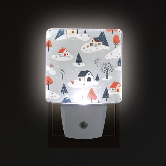 Yayeee LED Plug in Night Light for The Home with Auto Dusk to Dawn Light Sensors, 2 Pack, Cartoon Blue Houses
