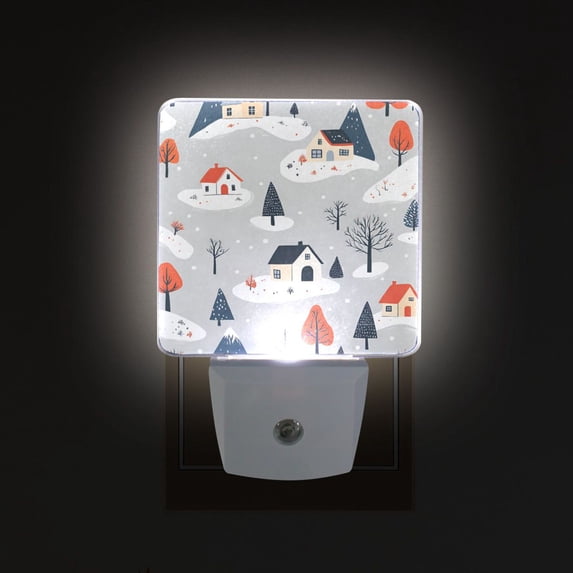 Yayeee LED Plug in Night Light for The Home with Auto Dusk to Dawn Light Sensors, 2 Pack, Cartoon Blue Houses