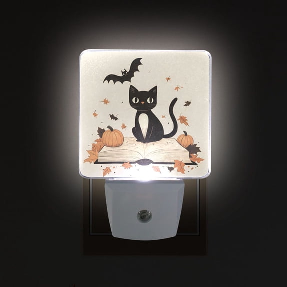 Yayeee LED Plug in Night Light for The Home with Auto Dusk to Dawn Light Sensors, 2 Pack, Cartoon Halloween Cat