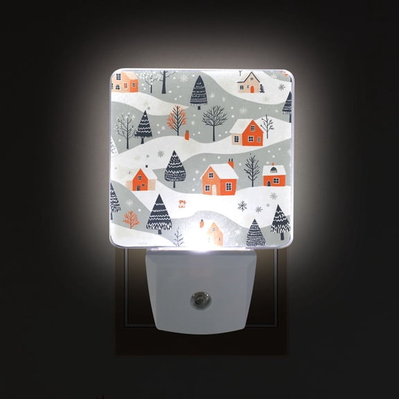 Yayeee LED Plug in Night Light for The Home with Auto Dusk to Dawn Light Sensors, 2 Pack, Cartoon Orange Houses