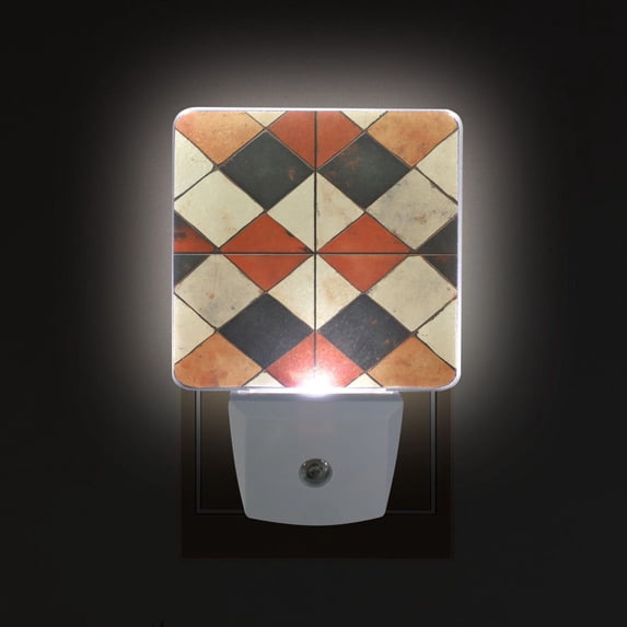 Yayeee LED Plug in Night Light for The Home with Auto Dusk to Dawn Light Sensors, 2 Pack, Checkered Pattern