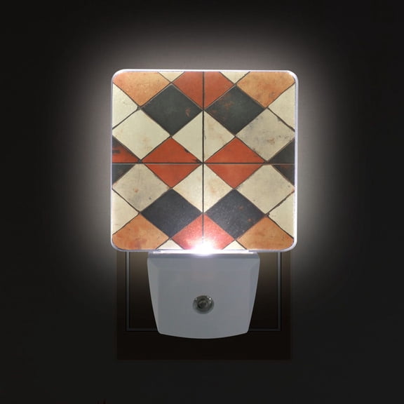 Yayeee LED Plug in Night Light for The Home with Auto Dusk to Dawn Light Sensors, 2 Pack, Checkered Pattern
