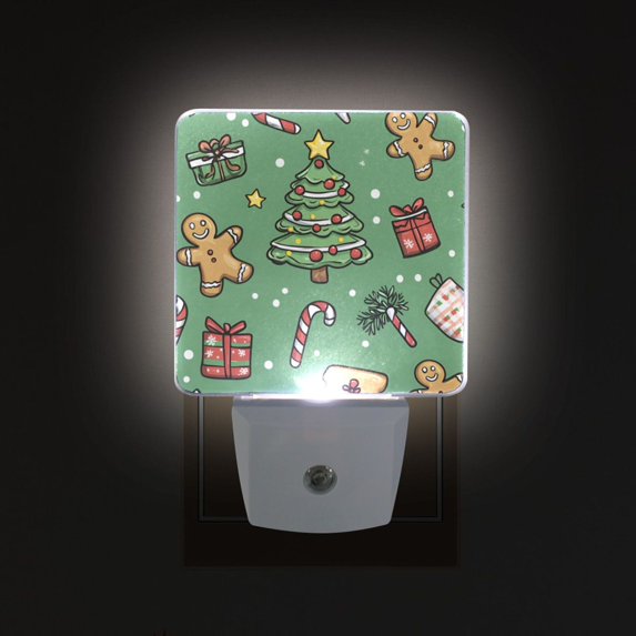 Yayeee LED Plug in Night Light for The Home with Auto Dusk to Dawn Light Sensors, 2 Pack, Christmas Cookies