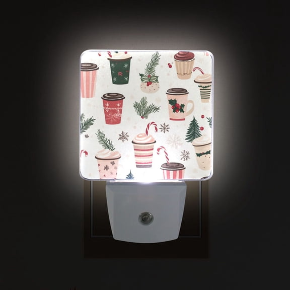 Yayeee LED Night Light for The Home Plug in With Light Sensors 2 Pack, Christmas Cups