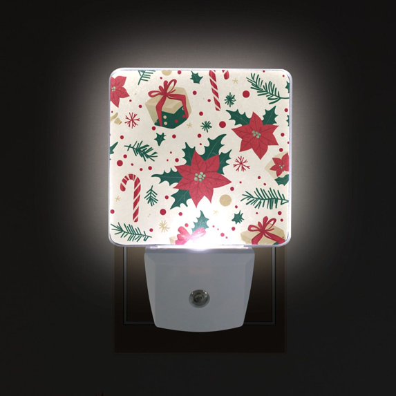 Yayeee LED Night Light for The Home Plug in With Light Sensors 2 Pack, Christmas Floral