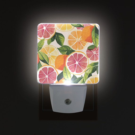 Yayeee LED Plug in Night Light for The Home with Auto Dusk to Dawn Light Sensors, 2 Pack, Citrus Leaves