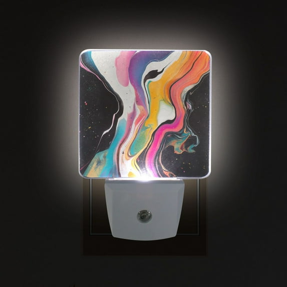 Yayeee LED Night Light for The Home Plug in With Light Sensors 2 Pack, Colorful Black