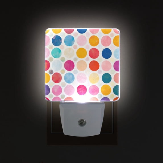 Yayeee LED Plug in Night Light for The Home with Auto Dusk to Dawn Light Sensors, 2 Pack, Colorful Circles