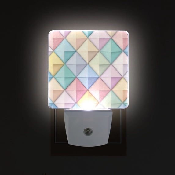 Yayeee LED Night Light for The Home Plug in With Light Sensors 2 Pack, Colorful Geometric
