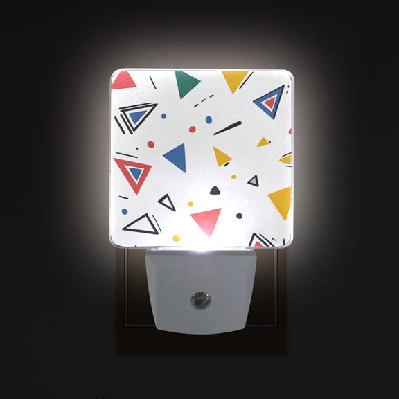 Yayeee LED Night Light for The Home Plug in With Light Sensors 2 Pack, Colorful Geometric