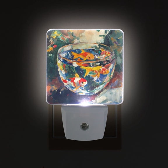 Yayeee LED Night Light for The Home Plug in With Light Sensors 2 Pack, Colorful Goldfish