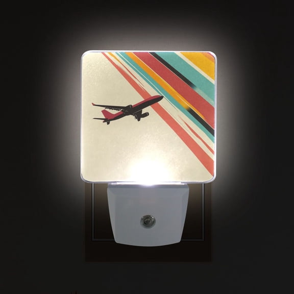 Yayeee LED Plug in Night Light for The Home with Auto Dusk to Dawn Light Sensors, 2 Pack, Colorful Plane Stripes