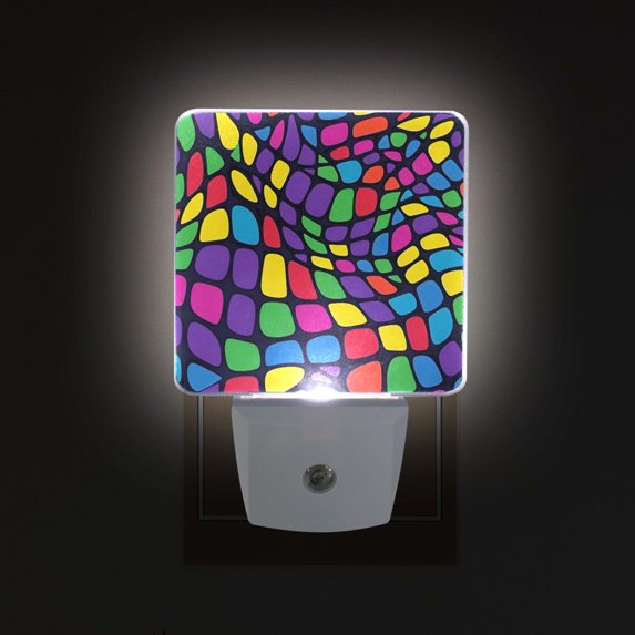 Yayeee LED Night Light for The Home Plug in With Light Sensors 2 Pack, Colorful Psychedelic