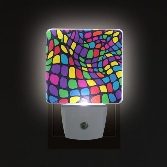 Yayeee LED Night Light for The Home Plug in With Light Sensors 2 Pack, Colorful Psychedelic
