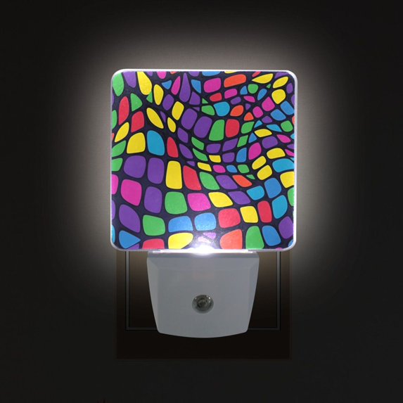Yayeee LED Plug in Night Light for The Home with Auto Dusk to Dawn Light Sensors, 2 Pack, Colorful Psychedelic
