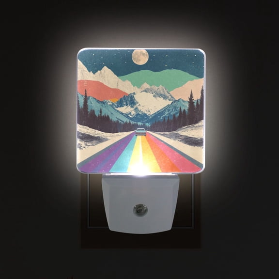Yayeee LED Plug in Night Light for The Home with Auto Dusk to Dawn Light Sensors, 2 Pack, Colorful Road at Night