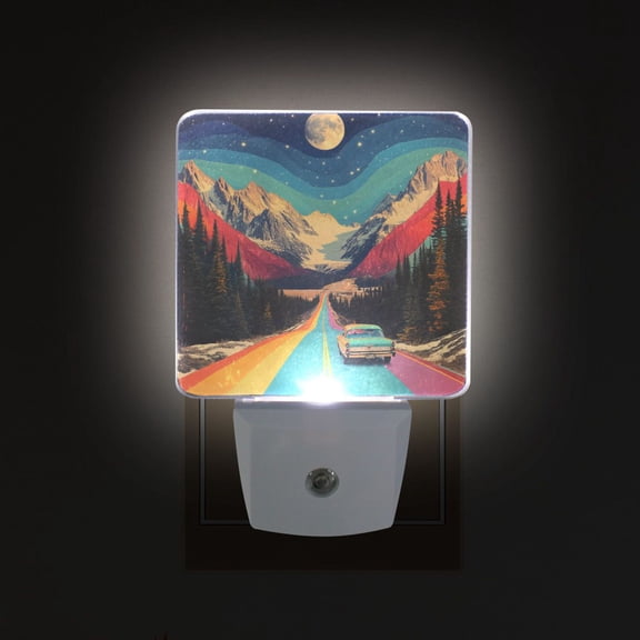 Yayeee LED Plug in Night Light for The Home with Auto Dusk to Dawn Light Sensors, 2 Pack, Colorful Road