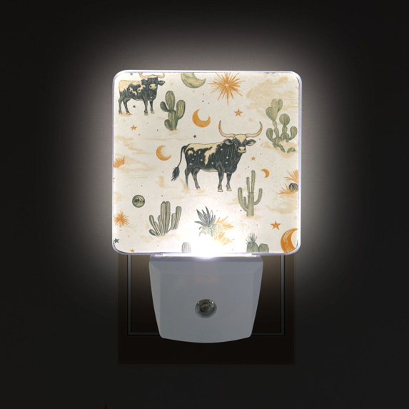 Yayeee LED Plug in Night Light for The Home with Auto Dusk to Dawn Light Sensors, 2 Pack, Cowboy Pattern