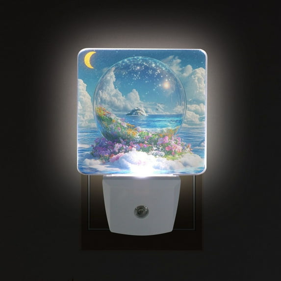 Yayeee LED Night Light for The Home Plug in With Light Sensors 2 Pack, Crystal Ocean