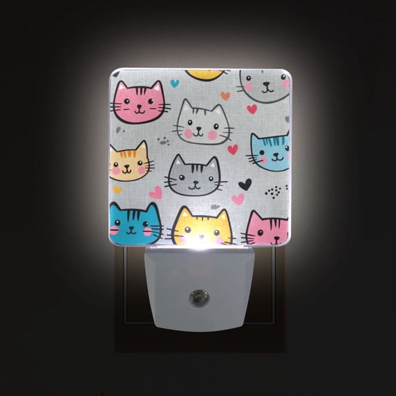 Yayeee LED Plug in Night Light for The Home with Auto Dusk to Dawn Light Sensors, 2 Pack, Cute Cat Pattern