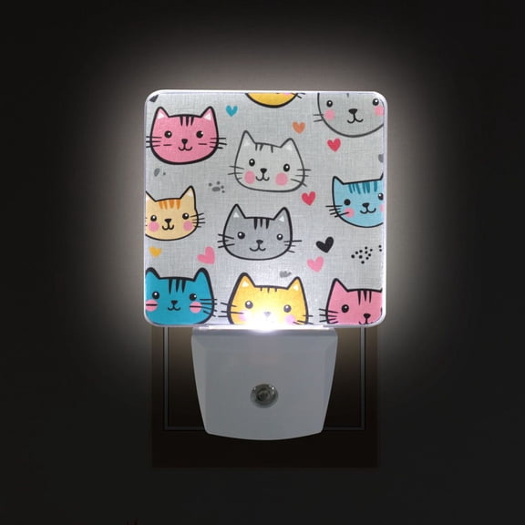 Yayeee LED Plug in Night Light for The Home with Auto Dusk to Dawn Light Sensors, 2 Pack, Cute Cat Pattern