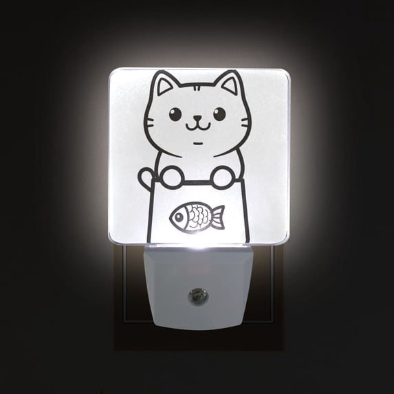 Yayeee LED Plug in Night Light for The Home with Auto Dusk to Dawn Light Sensors, 2 Pack, Cute Chubby Cat