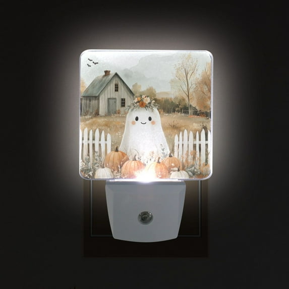 Yayeee LED Night Light for The Home Plug in With Light Sensors 2 Pack, Cute Halloween Pumpkins