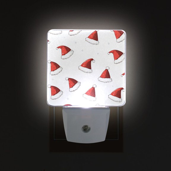 Yayeee LED Night Light for The Home Plug in With Light Sensors 2 Pack, Cute Santa Hats Pattern