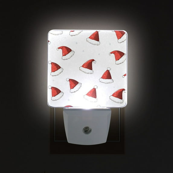Yayeee LED Night Light for The Home Plug in With Light Sensors 2 Pack, Cute Santa Hats Pattern