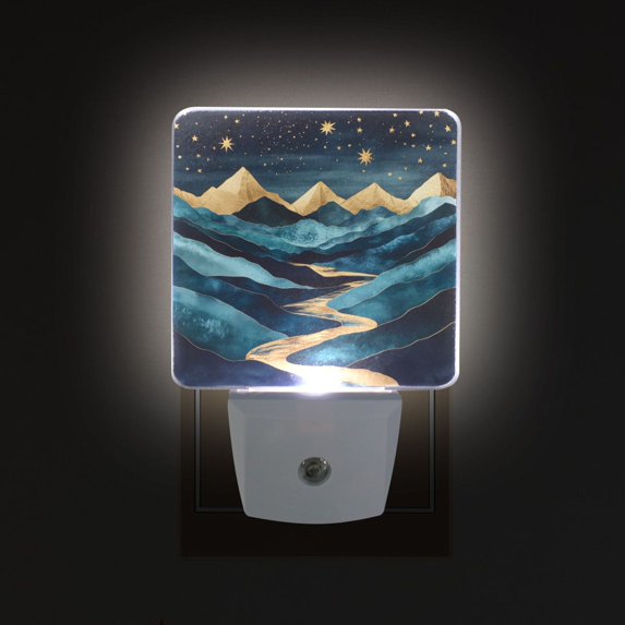 Yayeee LED Night Light for The Home Plug in With Light Sensors 2 Pack, Dark Mountains