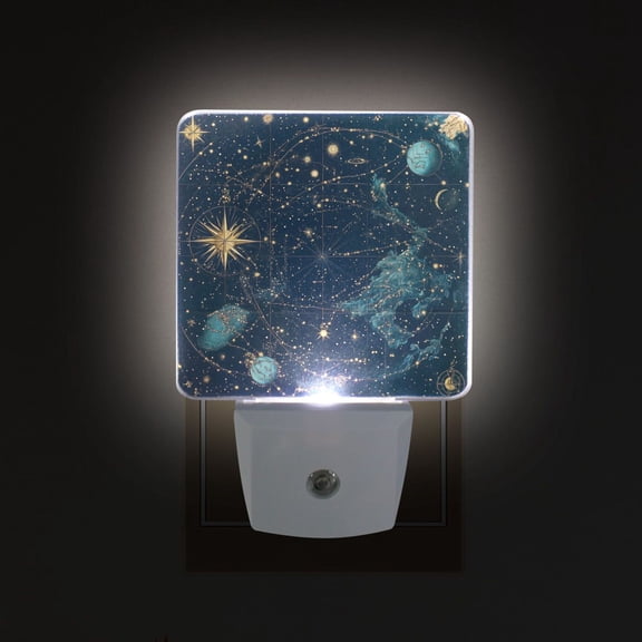 Yayeee LED Plug in Night Light for The Home with Auto Dusk to Dawn Light Sensors, 2 Pack, Dark Star Map