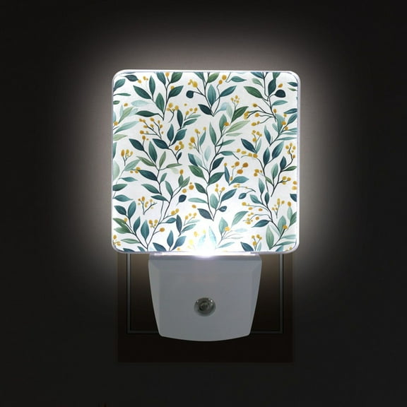 Yayeee LED Night Light for The Home Plug in With Light Sensors 2 Pack, Darker Leafy Pattern