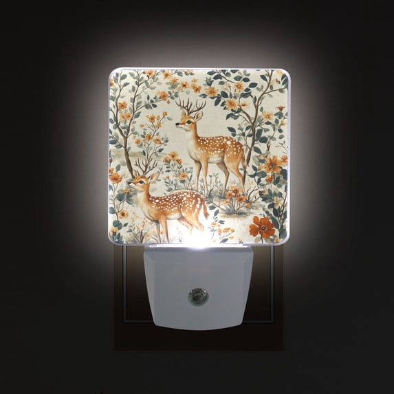 Yayeee LED Plug in Night Light for The Home with Auto Dusk to Dawn Light Sensors, 2 Pack, Deer Pattern