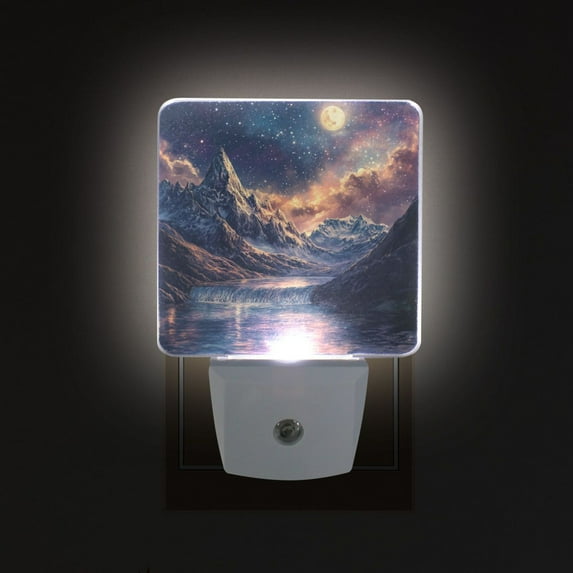 Yayeee LED Plug in Night Light for The Home with Auto Dusk to Dawn Light Sensors, 2 Pack, Ethereal Mountain
