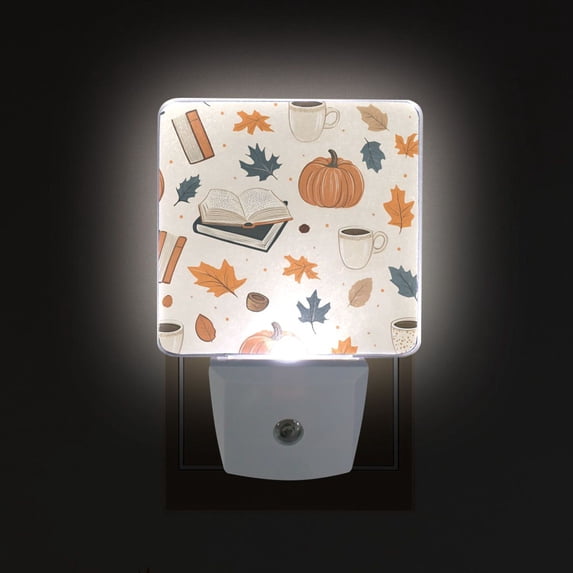 Yayeee LED Night Light for The Home Plug in With Light Sensors 2 Pack, Fall Books