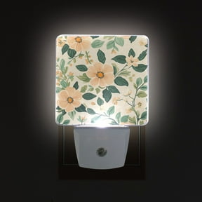 Yayeee LED Plug in Night Light for The Home with Auto Dusk to Dawn Light Sensors, 2 Pack, Floral Design
