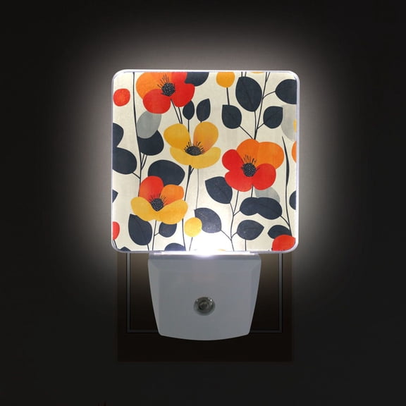 Yayeee LED Night Light for The Home Plug in With Light Sensors 2 Pack, Floral Pattern