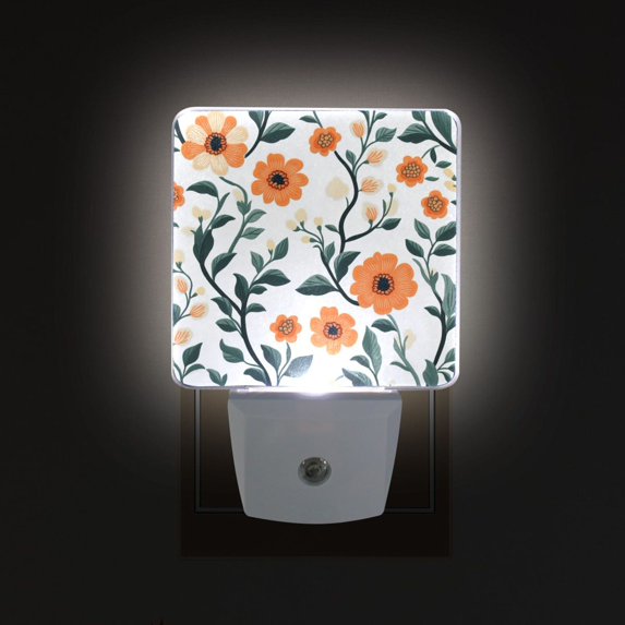 Yayeee LED Plug in Night Light for The Home with Auto Dusk to Dawn Light Sensors, 2 Pack, Flowers Pattern
