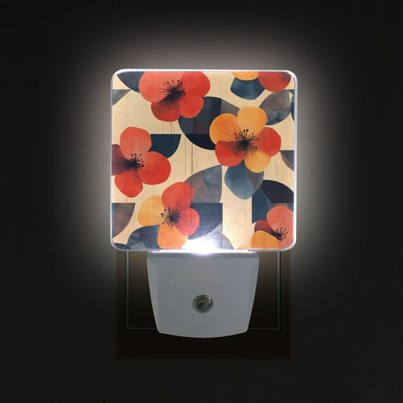 Yayeee LED Plug in Night Light for The Home with Auto Dusk to Dawn Light Sensors, 2 Pack, Flowers Pattern