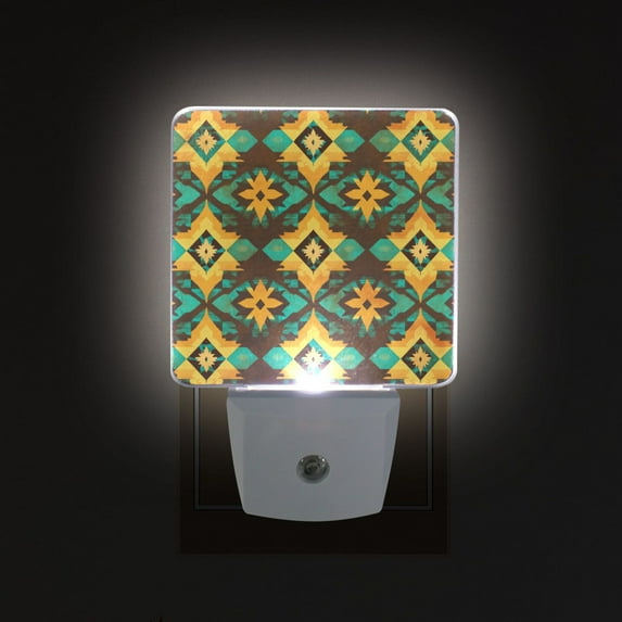 Yayeee LED Plug in Night Light for The Home with Auto Dusk to Dawn Light Sensors, 2 Pack, Geometric Patterns