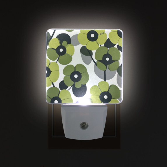 Yayeee LED Night Light for The Home Plug in With Light Sensors 2 Pack, Gray Floral
