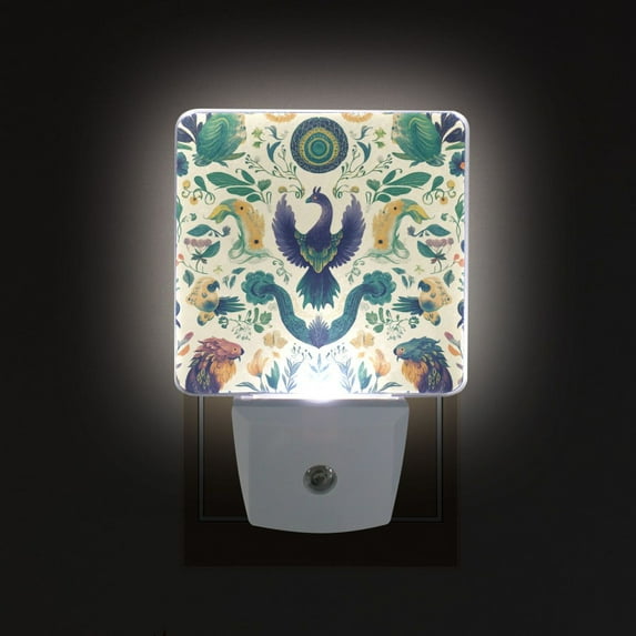 Yayeee LED Night Light for The Home Plug in With Light Sensors 2 Pack, Green Animals Pattern
