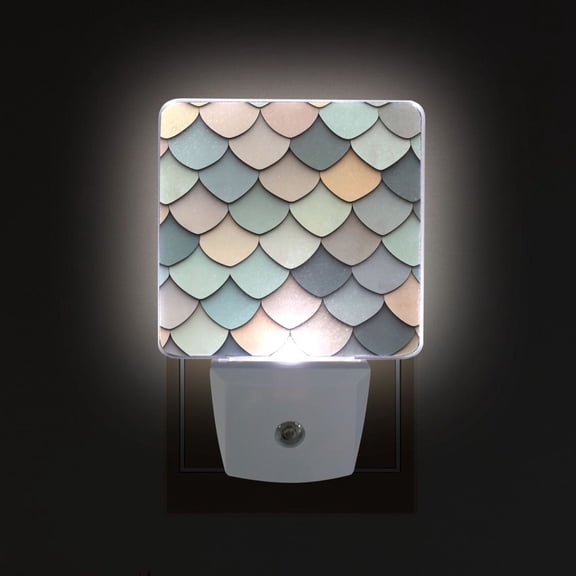 Yayeee LED Night Light for The Home Plug in With Light Sensors 2 Pack, Green Art Pattern