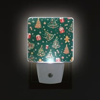 Yayeee LED Night Light for The Home Plug in With Light Sensors 2 Pack, Green Christmas Gingerbread
