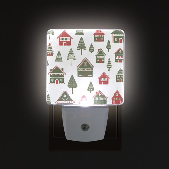 Yayeee LED Plug in Night Light for The Home with Auto Dusk to Dawn Light Sensors, 2 Pack, Green Christmas House